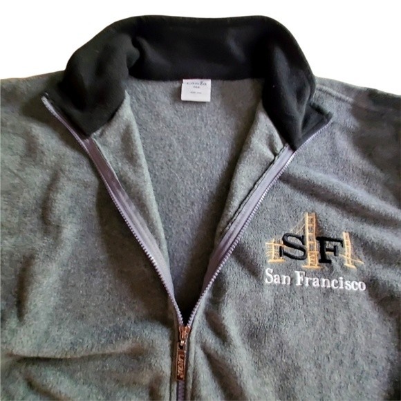 Gray Fleece San Francisco Front Zip Men Size XXL - Picture 2 of 11